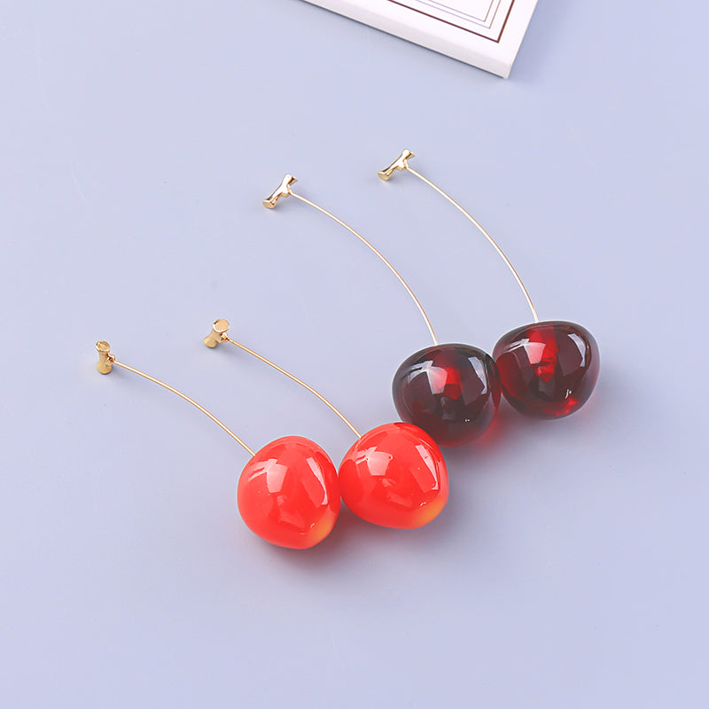 kissme Cute Red&Dark Red Acrylic Vivid Cherry Drop Earrings For Women Gifts Gold Color Brass New Fashion Jewelry Dropshipping