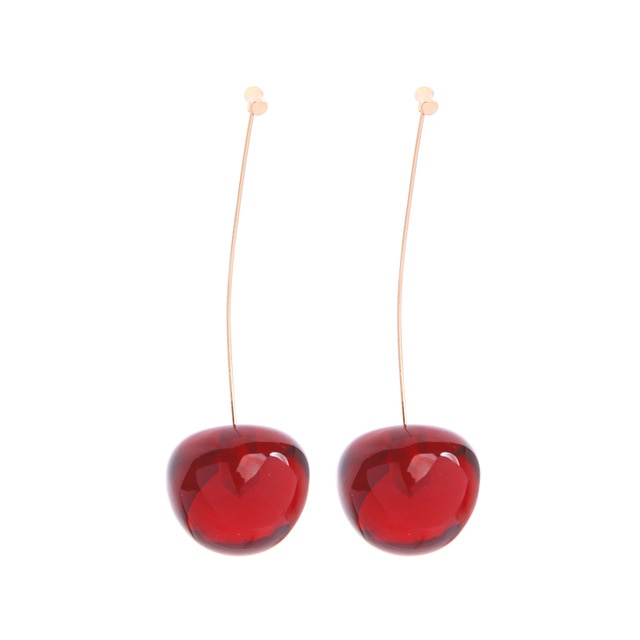 kissme Cute Red&Dark Red Acrylic Vivid Cherry Drop Earrings For Women Gifts Gold Color Brass New Fashion Jewelry Dropshipping