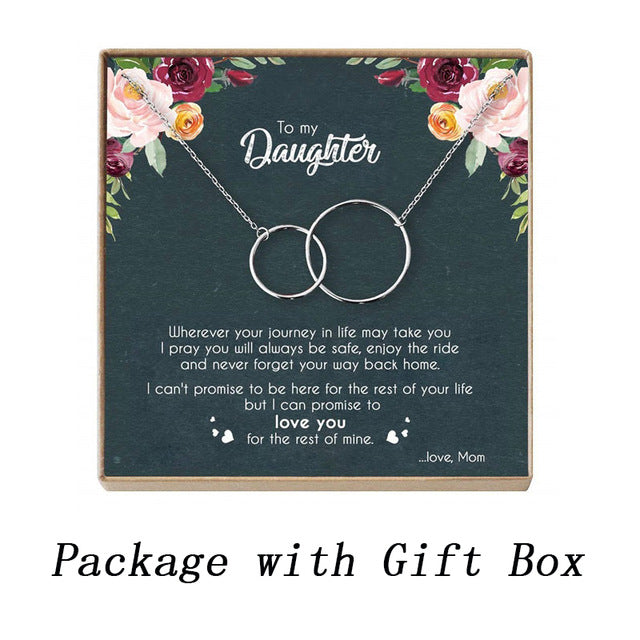 Rose Gold Necklace Women Infinity Double Circles Pendant  Two Interlocking Choker Necklaces & Pendant For Daughter From Mom