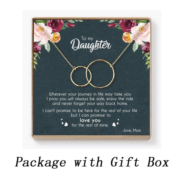 Rose Gold Necklace Women Infinity Double Circles Pendant  Two Interlocking Choker Necklaces & Pendant For Daughter From Mom