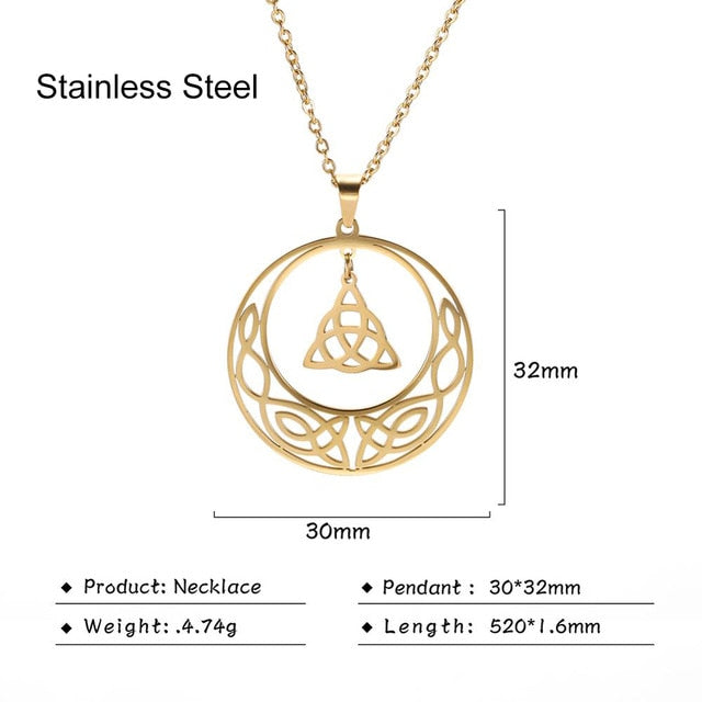 Teamer Irish Celtics Knot Pendant Necklace Simple Fashion Jewelry Silver Color Magic Wicca Viking Necklace for Female Adjustable