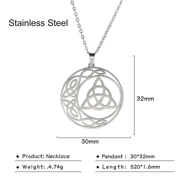 Teamer Irish Celtics Knot Pendant Necklace Simple Fashion Jewelry Silver Color Magic Wicca Viking Necklace for Female Adjustable