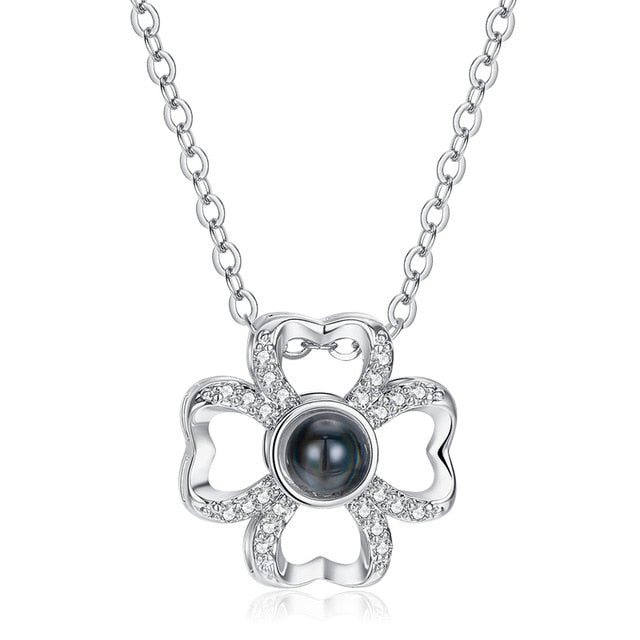 I Love You Necklace 100 Languages Heart Love Necklace Love Memory Projection Pendant Necklace for Women Gifts for Mother's Day