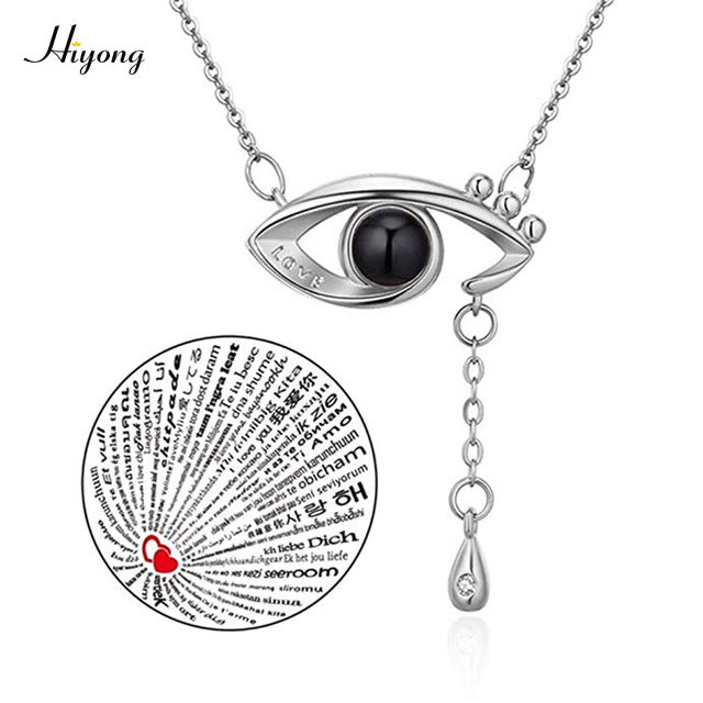 I Love You Necklace 100 Languages Heart Love Necklace Love Memory Projection Pendant Necklace for Women Gifts for Mother's Day