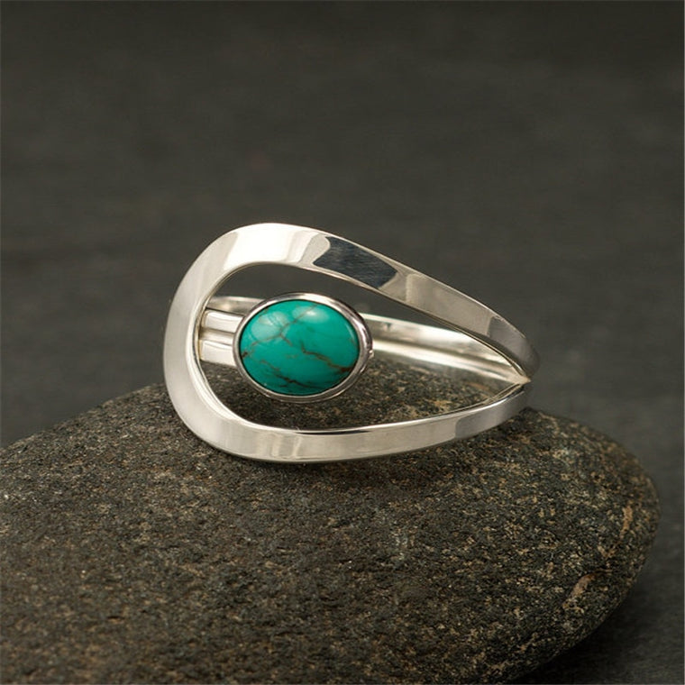 Fashion Green Blue Natural Stone Rings for Women Hot Sale Princess Ring Girl Anniversary Holiday Jewelry Anillos Mujer Z5J433