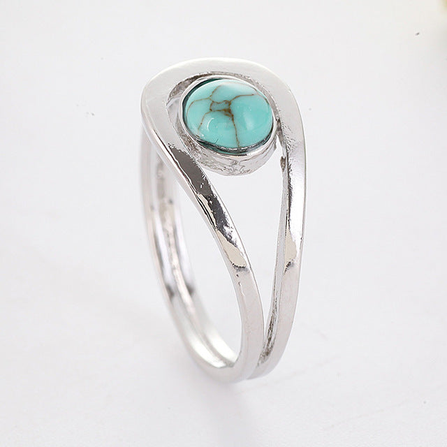 Fashion Green Blue Natural Stone Rings for Women Hot Sale Princess Ring Girl Anniversary Holiday Jewelry Anillos Mujer Z5J433