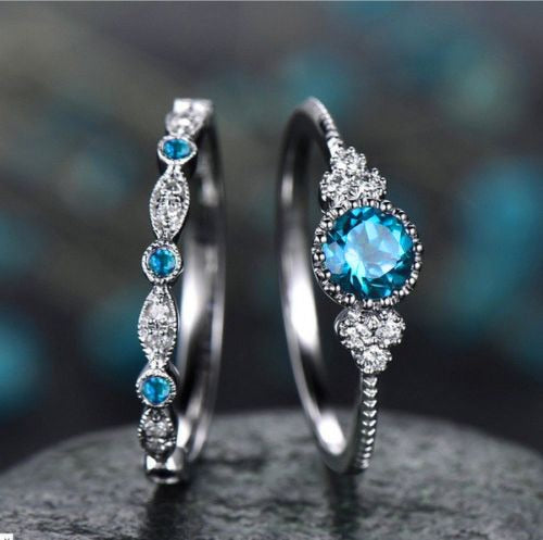 2019 New Crystal Designer 925 Sterling Silver Ring 2 Pc/set 2 In 1 AAA Zircon Party Anniversary Vintage Rings for Women Jewelry