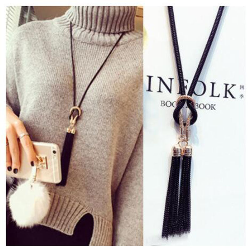 2019 New Arrival Female Pendant Necklace Tassel Long Winter Sweater Chain Necklace Women Necklaces Wholesale Sales