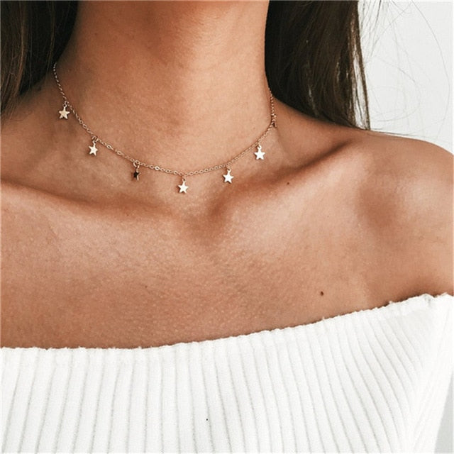 Ahmed Minimalist Star & Moon Pendant Necklaces for Women New Bijoux Statement Necklaces Collier Fashion Jewelry Dropshipping