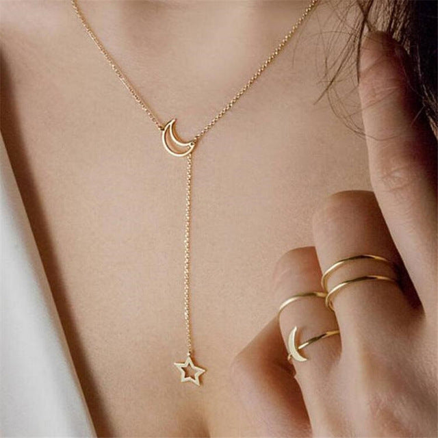 Ahmed Minimalist Star & Moon Pendant Necklaces for Women New Bijoux Statement Necklaces Collier Fashion Jewelry Dropshipping