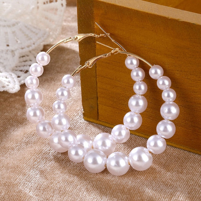IPARAM Trend Simulation Pearl Long Earrings Female White Round Pearl Wedding Pendant Earrings Fashion Korean Jewelry Earrings