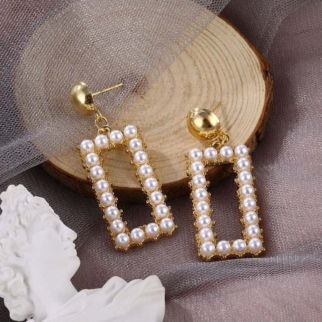 IPARAM Trend Simulation Pearl Long Earrings Female White Round Pearl Wedding Pendant Earrings Fashion Korean Jewelry Earrings