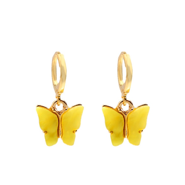 Flatfoosie New Fashion Women Butterfly Drop Earrings Animal Sweet Colorful Acrylic Earrings 2019 Statement Girls Party Jewelry