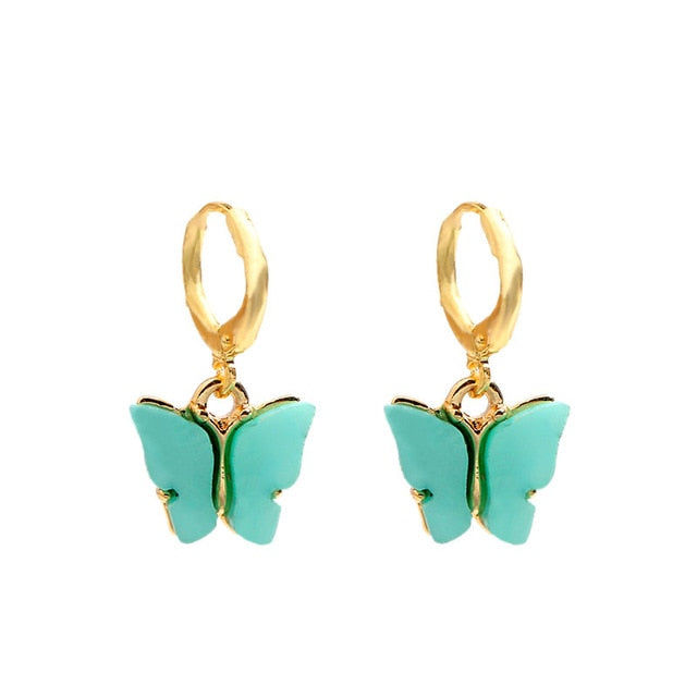 Flatfoosie New Fashion Women Butterfly Drop Earrings Animal Sweet Colorful Acrylic Earrings 2019 Statement Girls Party Jewelry