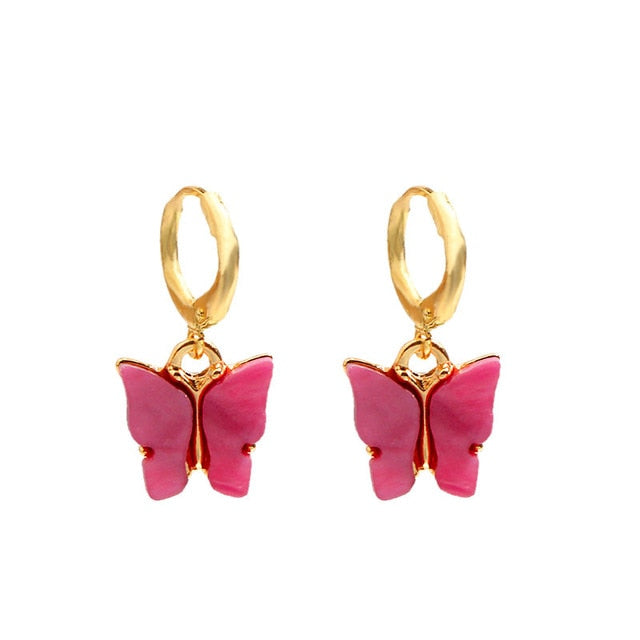 Flatfoosie New Fashion Women Butterfly Drop Earrings Animal Sweet Colorful Acrylic Earrings 2019 Statement Girls Party Jewelry