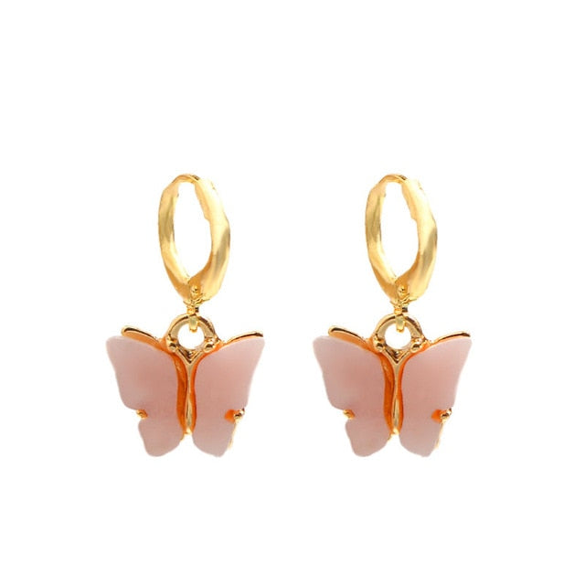 Flatfoosie New Fashion Women Butterfly Drop Earrings Animal Sweet Colorful Acrylic Earrings 2019 Statement Girls Party Jewelry