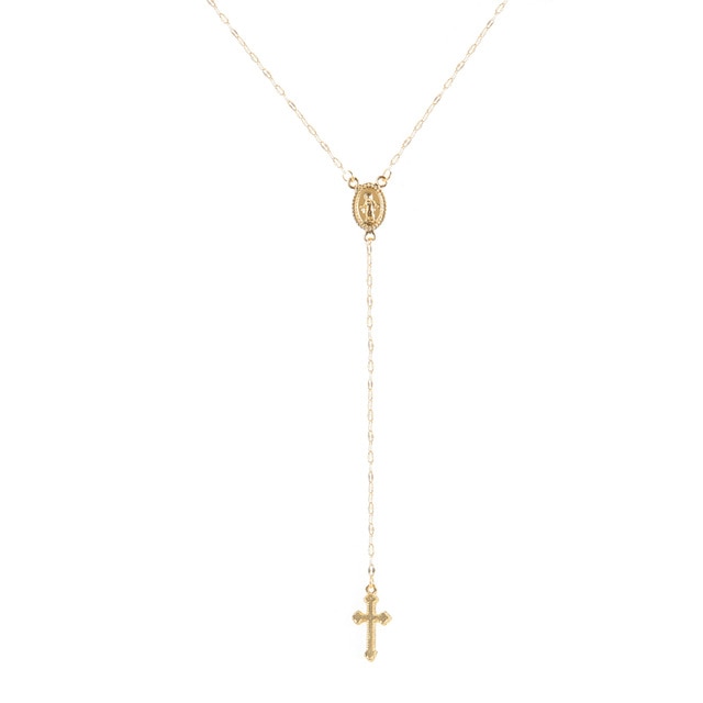 New Vintage Gold/Silver/Rose Gold Christian Cross Bohemia Religious Rosary Pendant Necklace for Women Charm Jewelry Gifts