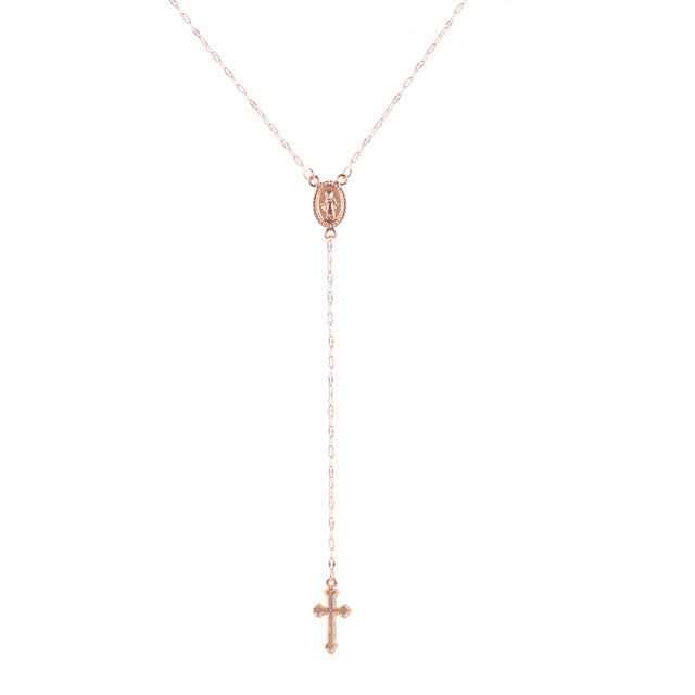 New Vintage Gold/Silver/Rose Gold Christian Cross Bohemia Religious Rosary Pendant Necklace for Women Charm Jewelry Gifts