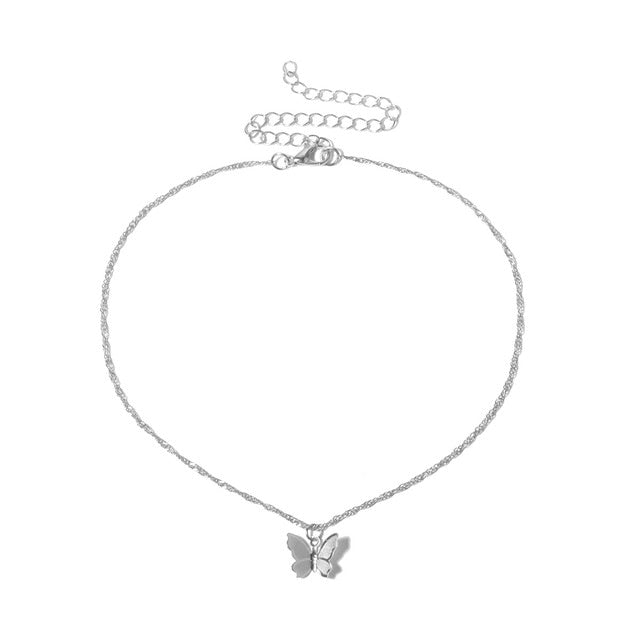 JCYMONG Bohemian Cute Butterfly Choker Necklace For Women Gold Silver Color Clavicle Chain 2020 Fashion Female Chocker Jewelry