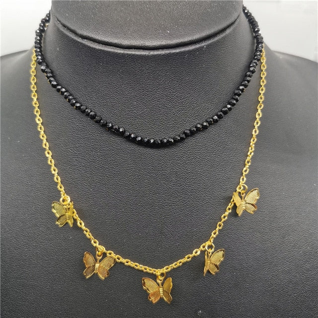 JCYMONG Bohemian Cute Butterfly Choker Necklace For Women Gold Silver Color Clavicle Chain 2020 Fashion Female Chocker Jewelry