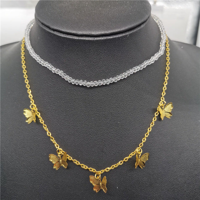 JCYMONG Bohemian Cute Butterfly Choker Necklace For Women Gold Silver Color Clavicle Chain 2020 Fashion Female Chocker Jewelry