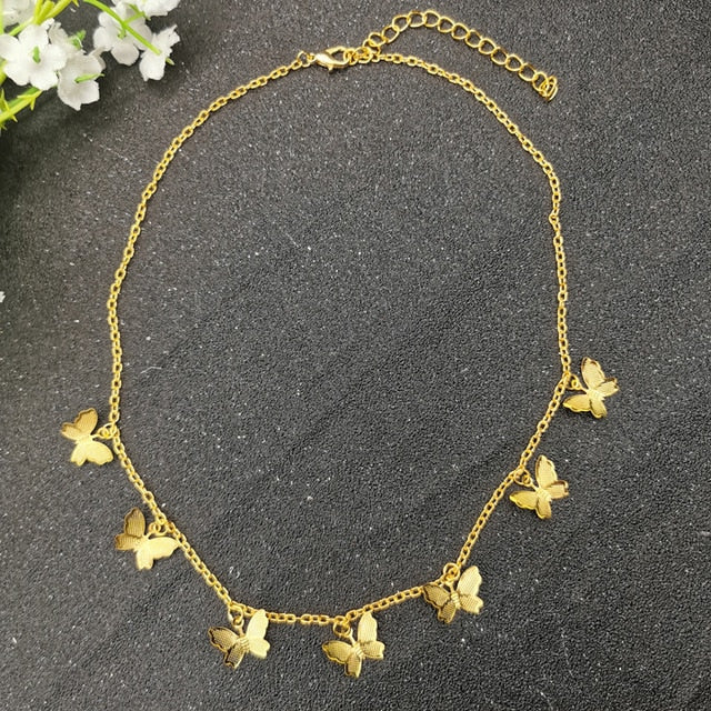 JCYMONG Bohemian Cute Butterfly Choker Necklace For Women Gold Silver Color Clavicle Chain 2020 Fashion Female Chocker Jewelry