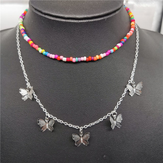JCYMONG Bohemian Cute Butterfly Choker Necklace For Women Gold Silver Color Clavicle Chain 2020 Fashion Female Chocker Jewelry