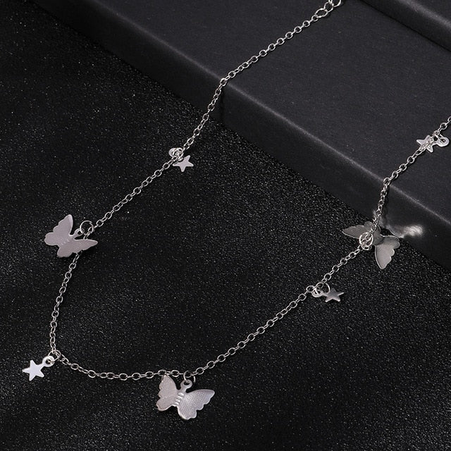 Small Animal Butterfly Stars Chain Necklaces for Women Hot Sale Gold Silver Color Clavicle Chain Necklaces Jewelry Accessories