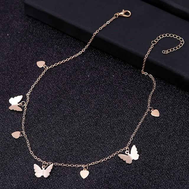 Small Animal Butterfly Stars Chain Necklaces for Women Hot Sale Gold Silver Color Clavicle Chain Necklaces Jewelry Accessories