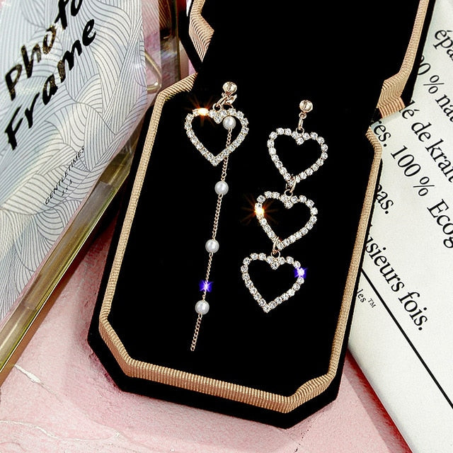 2019 New Crystal Pearl Tassel Earrings Female Long Paragraph Geometric Pendant Earrings Wedding Fashion Jewelry Jewelry Gifts