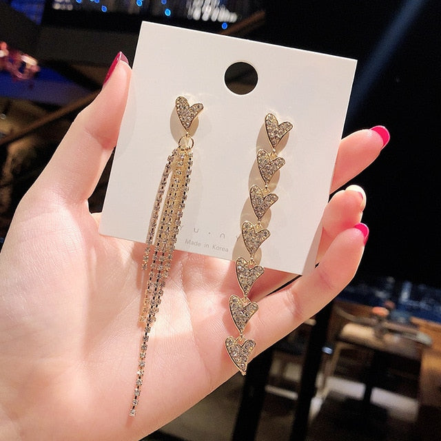 2019 New Crystal Pearl Tassel Earrings Female Long Paragraph Geometric Pendant Earrings Wedding Fashion Jewelry Jewelry Gifts