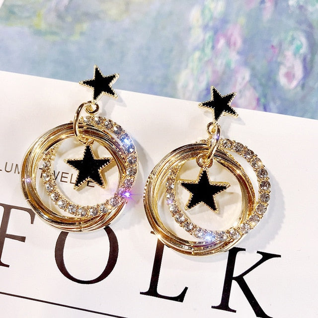 2019 New Crystal Pearl Tassel Earrings Female Long Paragraph Geometric Pendant Earrings Wedding Fashion Jewelry Jewelry Gifts