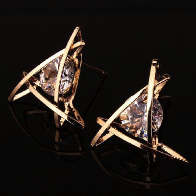 Women's earrings 2019 Europe and the new jewelry geometric hollow square triangle zircon earrings fashion banquet jewelry