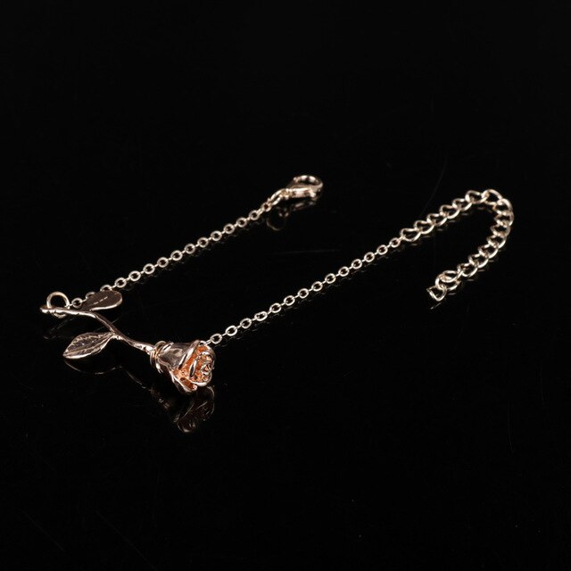 MQCHUN 3D Rose Halskette, Personalisierte Charme Halskette Schluss Rose Blume Schönheit und das Biest Schmuck Frauen Mädchen Party Geschenk