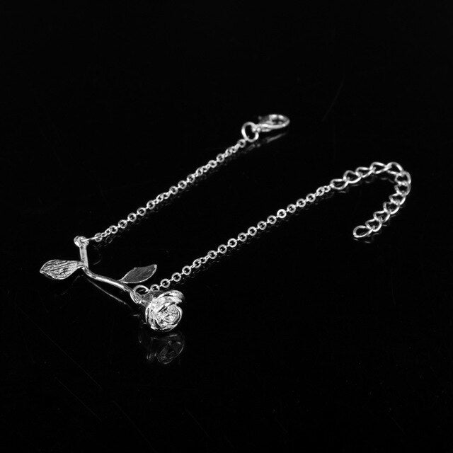 MQCHUN 3D Rose Halskette, Personalisierte Charme Halskette Schluss Rose Blume Schönheit und das Biest Schmuck Frauen Mädchen Party Geschenk